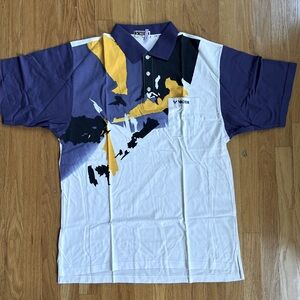 Vintage Victor Polo T-Shirt White blue Chest Pocket men's XL 100% cotton